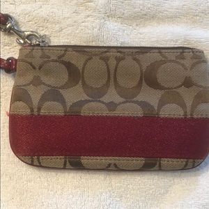 Coach Wristlet Traditional Coach Pattern Red